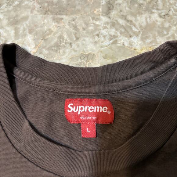 Supreme Shirt Mens Large Brown Pink Arabic Script Logo Short Sleeve FW21 - Picture 4 of 11